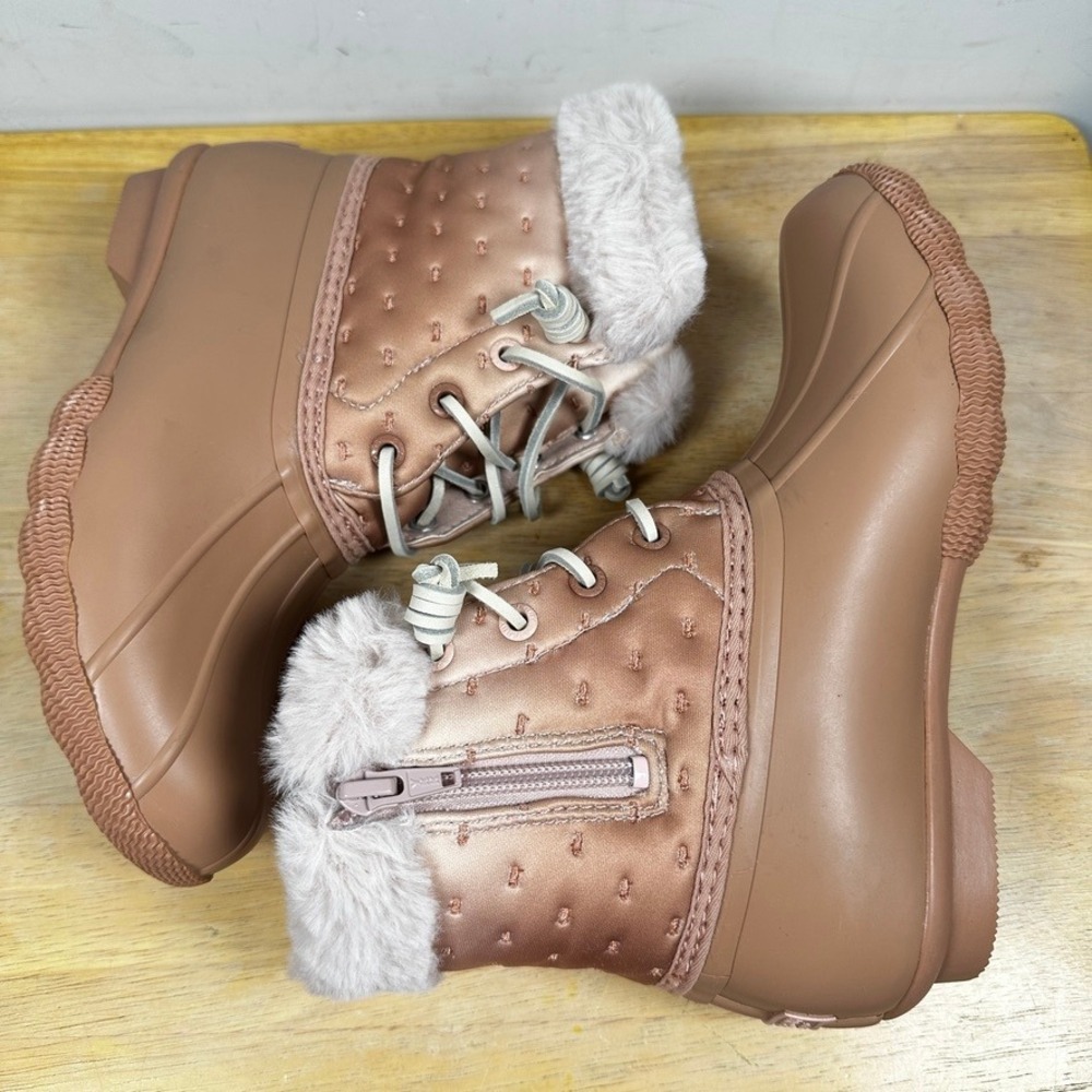 Sperry Saltwater Duck Boots Womens 5 Shibori Rose Pink Quilted STS87896 Rain NIB - Picture 5 of 11